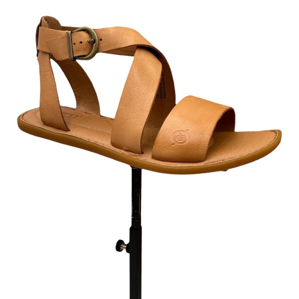 Born Women's Neil Gladiator Suede Sandals Size 7 Tan Crisscross Toe Straps